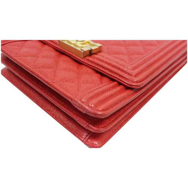 Chanel North South Boy Quilted Caviar Leather Bag corner look