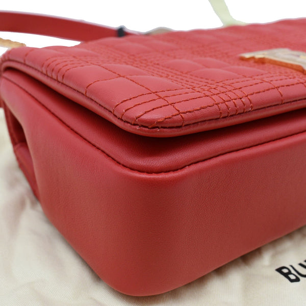 BURBERRY Small Lola Quilted Lambskin Crossbody Bag Primrose Red