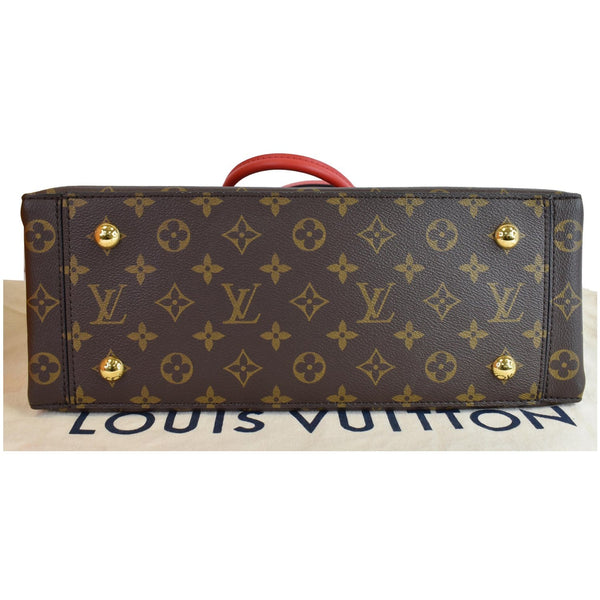 LOUIS VUITTON Flower Monogram Canvas Tote Bag Brown/Red