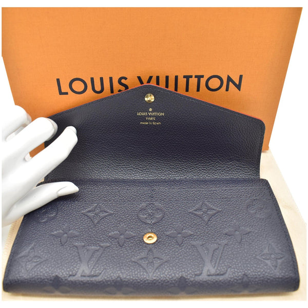 LOUIS VUITTON Sarah Monogram Empreinte Leather Wallet Blue
