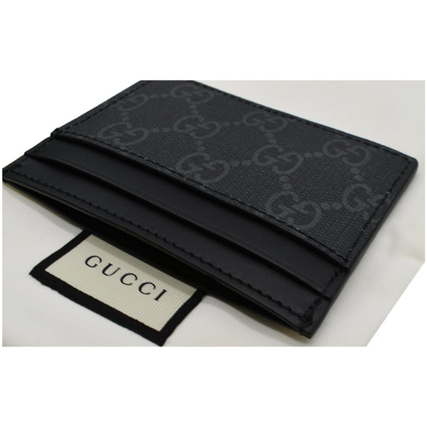 GUCCI Kingsnake Print GG Supreme Monogram Card Case Black 451277