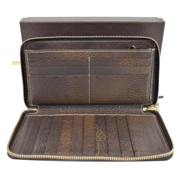 Gucci Bamboo GG Canvas Zippy Organizer Wallet card slots