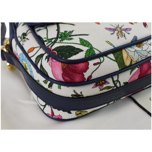 GUCCI Small Flora Canvas Tote Shoulder Bag Blue 550147