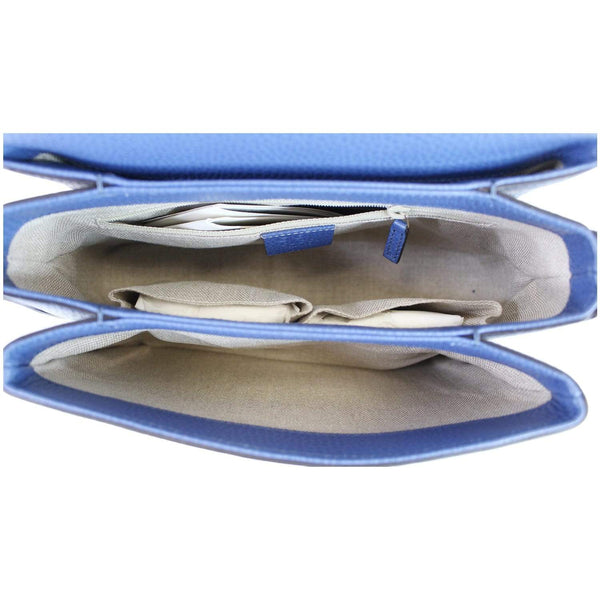 GUCCI GG Interlocking Leather Chain Shoulder Bag Blue 510302