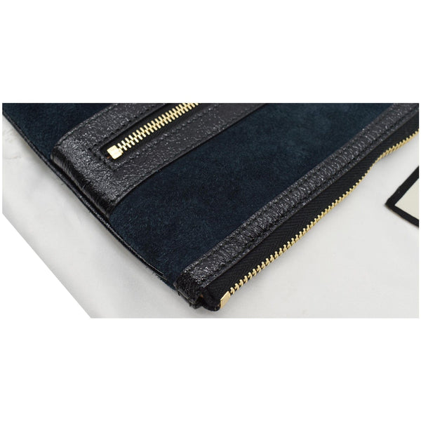 GUCCI Ophidia GG Suede Leather Pouch Clutch Bag Navy Blue 517551