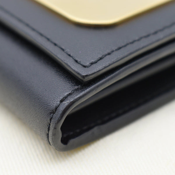 FENDI Monster Eyes Continental Smooth Leather Wallet Black