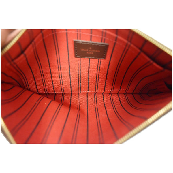 Louis Vuitton Neverfull MM Damier Ebene Wristlet Pouch - interior view