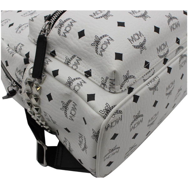 MCM Stark Visetos Coated Canvas Backpack Bag White