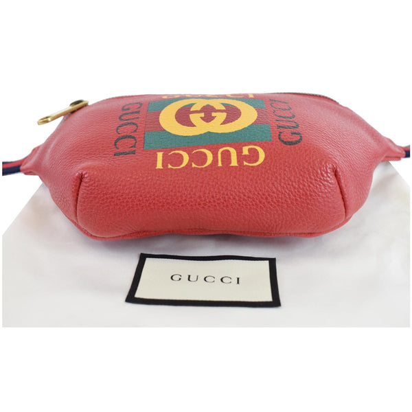GUCCI Print Grained Calfskin Leather Belt Bag Red 527792
