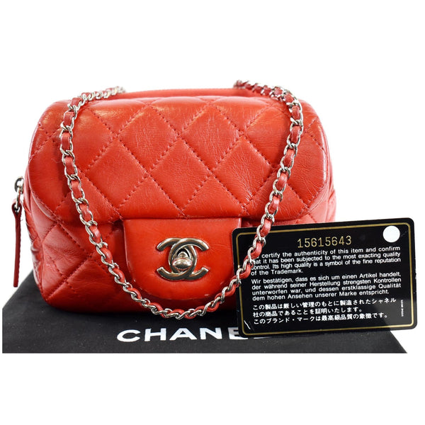 CHANEL Classic Mini Flap Quilted Lambskin Crossbody Bag Red