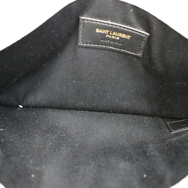 YVES SAINT LAURENT Uptown Envelope Grain De Poudre Leather Clutch White