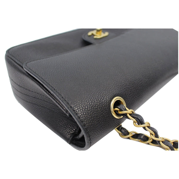 CHANEL Classic Pure Caviar Medium Double Flap Leather Shoulder Bag Black