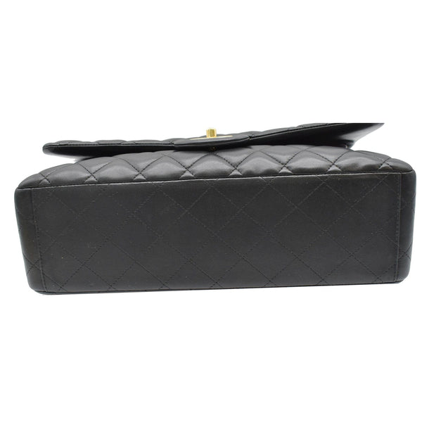 CHANEL Maxi Double Flap Lambskin Leather Shoulder Bag Black