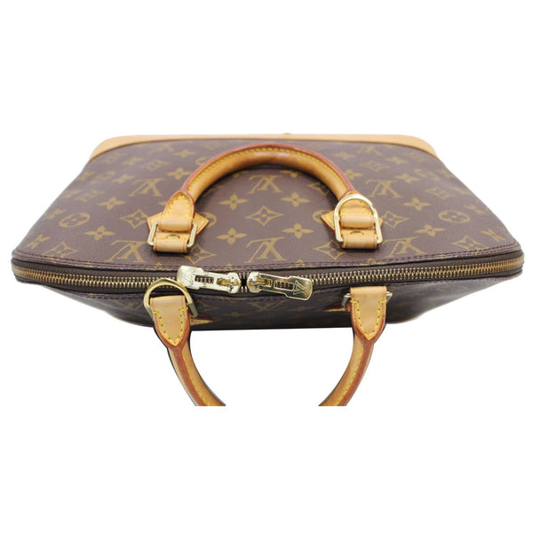 Louis Vuitton Alma Monogram Canvas Satchel Bag Brown leather