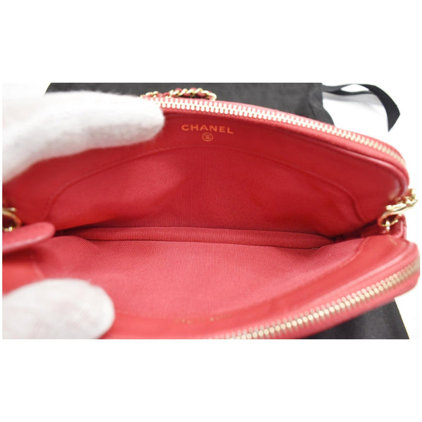 Chanel Double Zip Wallet On Chain WOC Lambskin interior