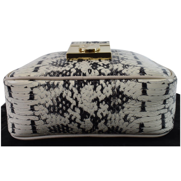 VERSACE Unica Python Embossed Leather Crossbody Bag White