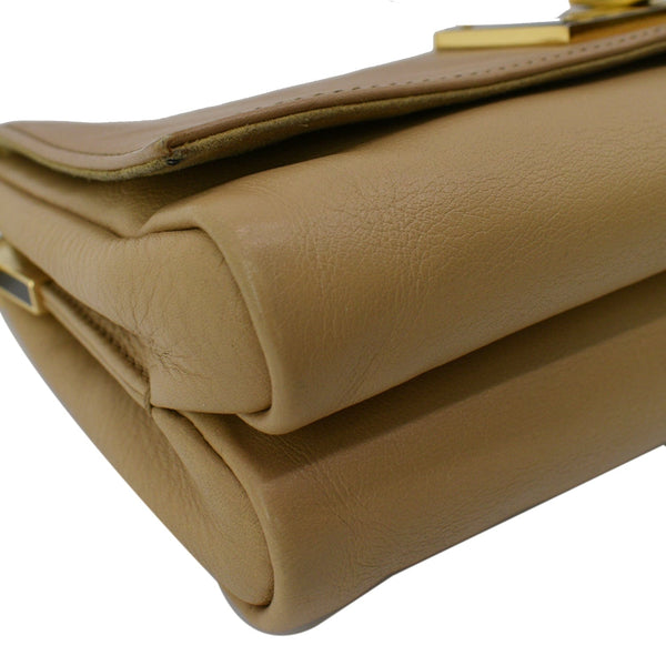 FENDI Claudia Pequin Embossed Leather Wallet Crossbody Bag Beige