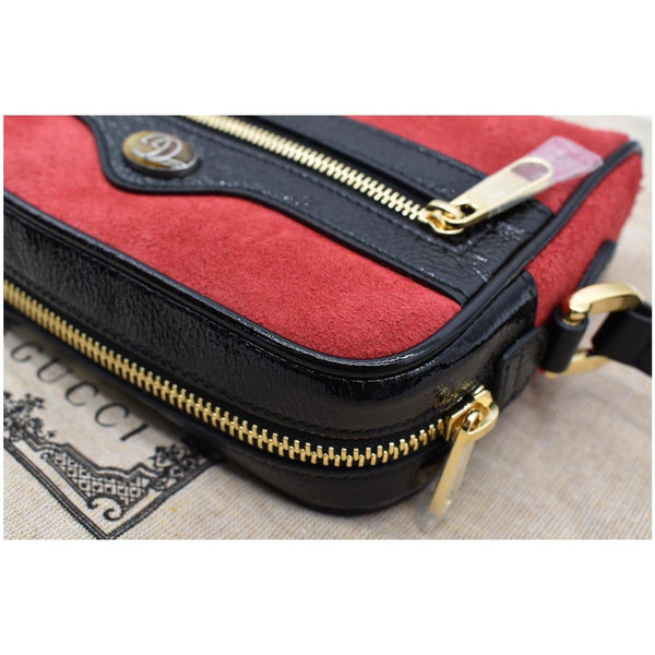 GUCCI Ophidia Mini Web Suede Leather Crossbody Bag Red 517350