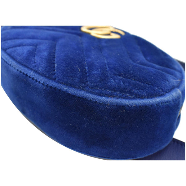 GUCCI GG Marmont Matelasse Velvet Belt Bag Blue 476434