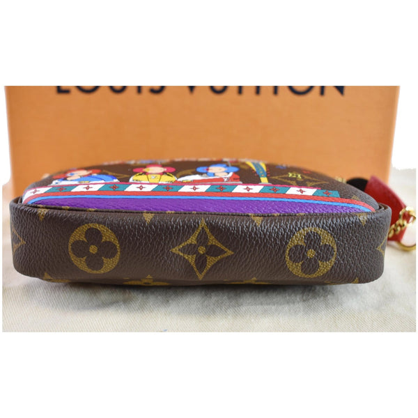 LOUIS VUITTON Mini Pochette Christmas Monogram Canvas Accessoires Pouch Brown