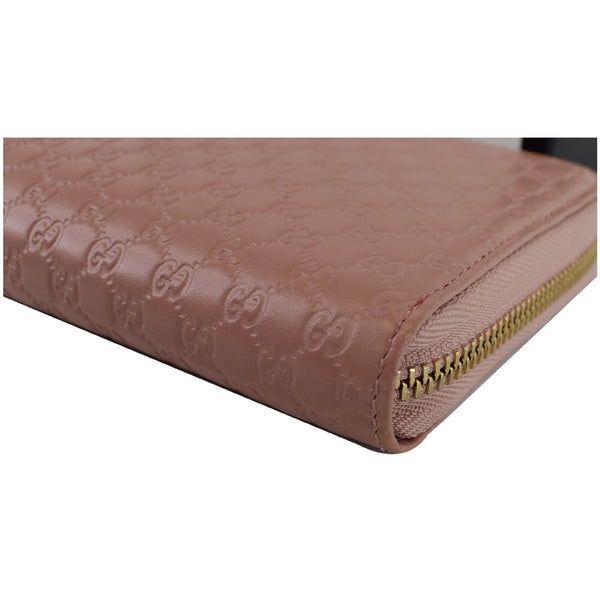 GUCCI Micro GG Guccissima Zip Around Wallet Pink 449391
