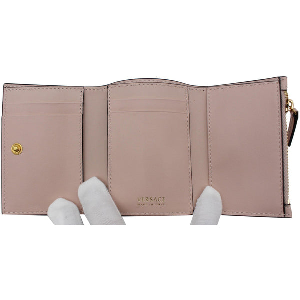 VERSACE Virtus Bifold Leather Wallet Light Pink