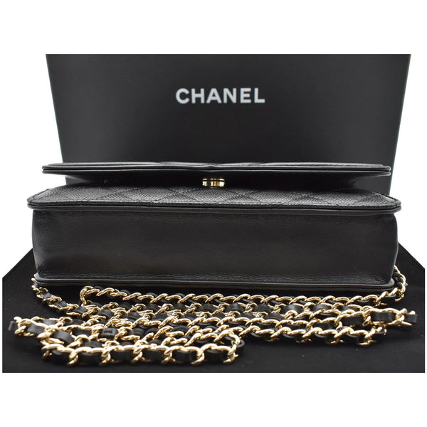 CHANEL CC Filigree Small Flap Caviar Leather Crossbody Bag Black