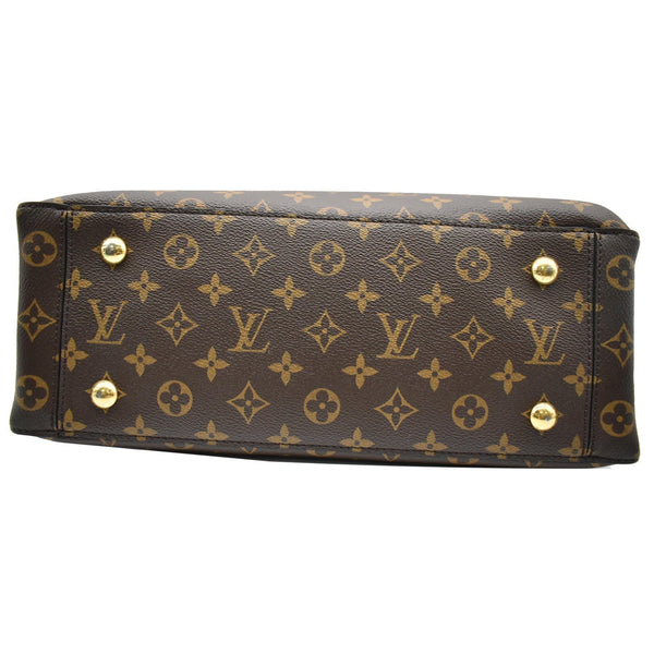 LOUIS VUITTON Flower Monogram Canvas Tote Shoulder Bag Red