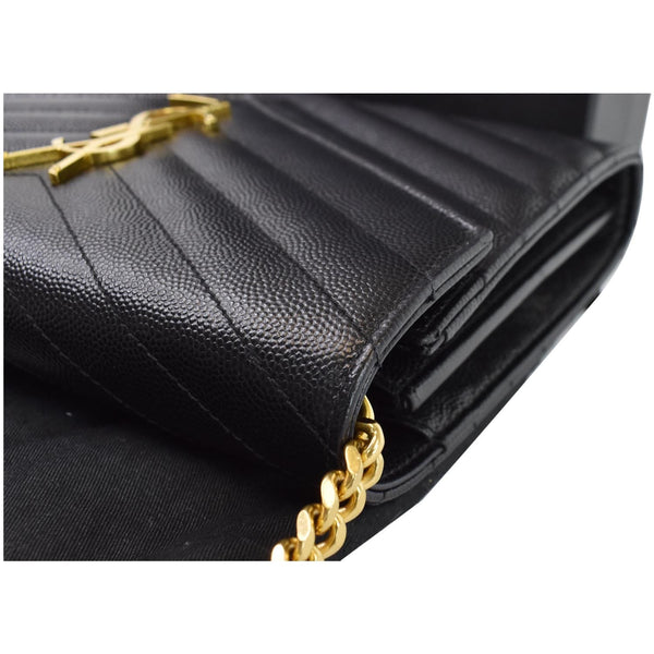 YVES SAINT LAURENT Matelasse Chevron Grain De Poudre Envelope Chain Wallet Black
