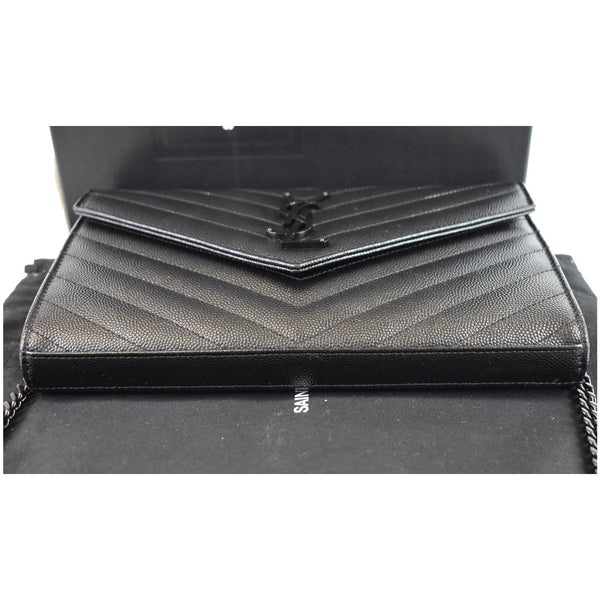 YVES SAINT LAURENT Monogram Grain De Poudre Chain Wallet Black