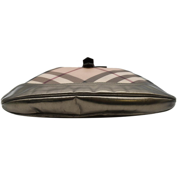 BURBERRY Brooke Check Canvas Hobo Bag Beige