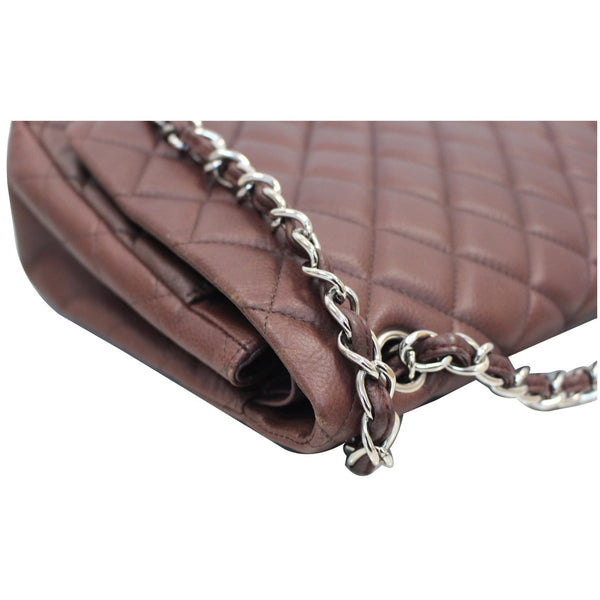 CHANEL Maxi Classic Flap Caviar Leather Shoulder Bag Brown