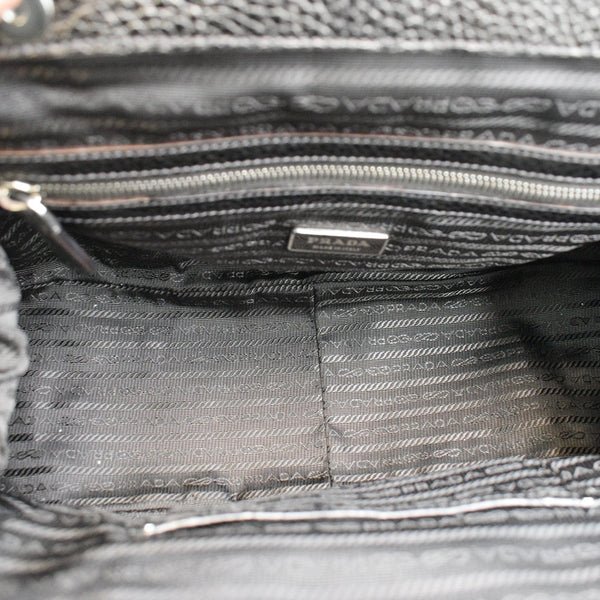 PRADA Gradient Antik Frame Leather Satchel Bag Bronze Metallic