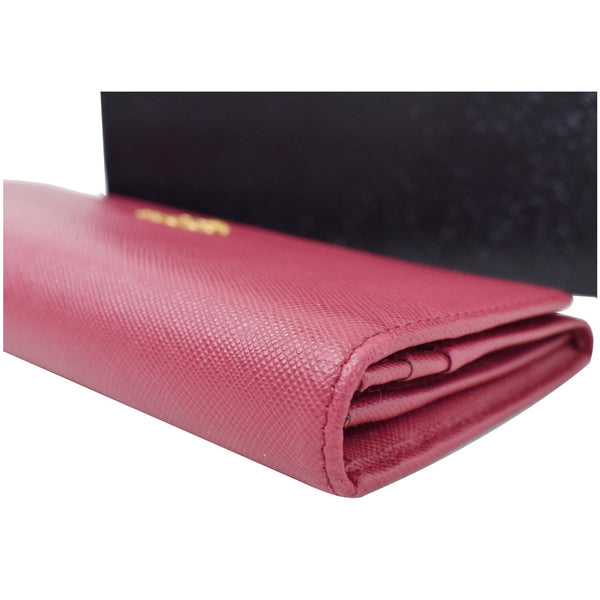 PRADA Continental Flap Saffiano Leather Long Wallet Pink