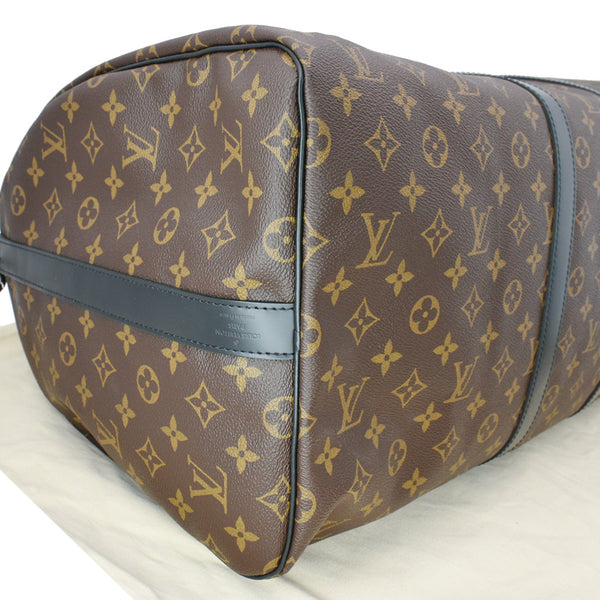 LOUIS VUITTON Keepall Bandouliere 55 Monogram Macassar Travel Bag Brown