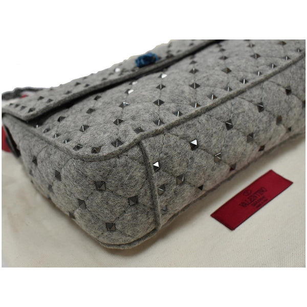 Valentino Garavani Rockstud Spike Chain Canvas Crossbody Bag Grey