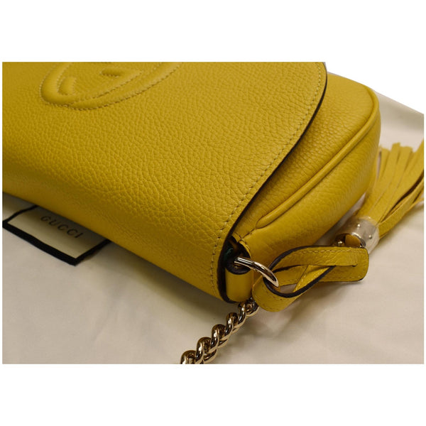 GUCCI Soho Chain Flap Leather Shoulder Bag Yellow 536224