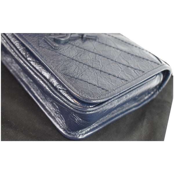 YVES SAINT LAURENT Niki Chain Wallet Leather Crossbody Bag Blue