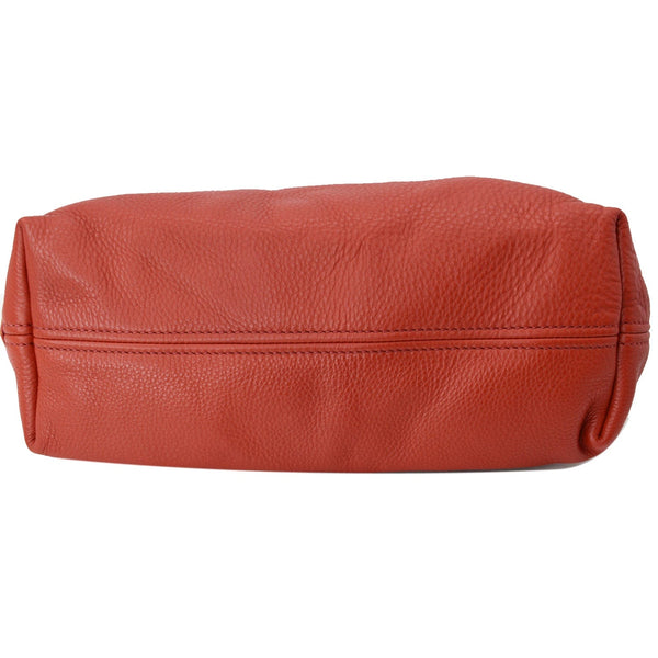 PRADA Vitello Phenix Leather Embossed Logo Hobo Bag Red