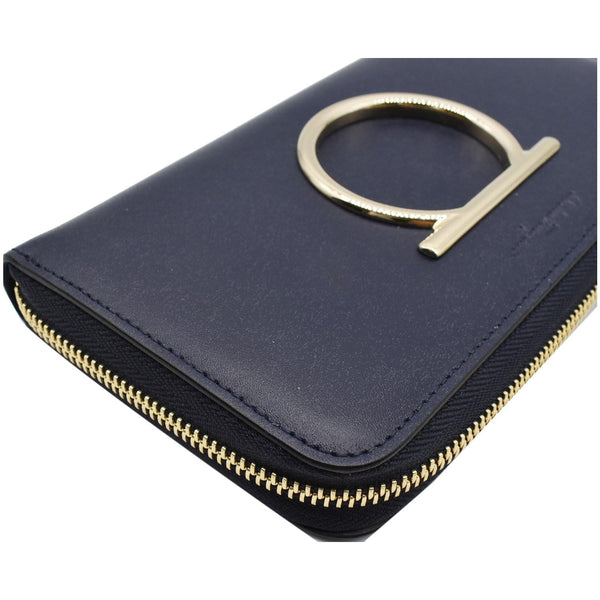 SALVATORE FERRAGAMO Gancini Long Zip Around Wallet Blue