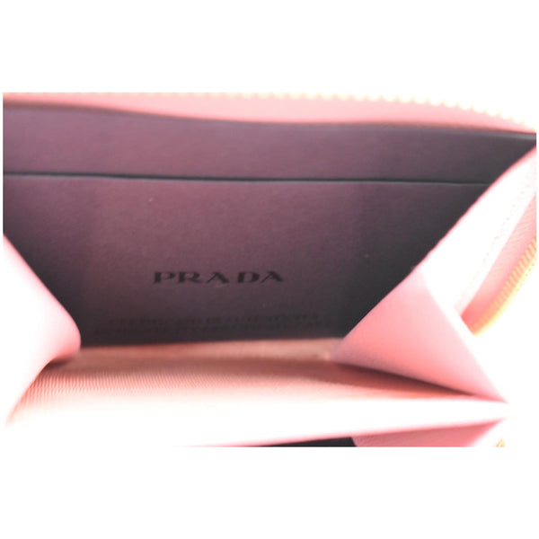 PRADA Small Saffiano Leather Zip Around Wallet Pink