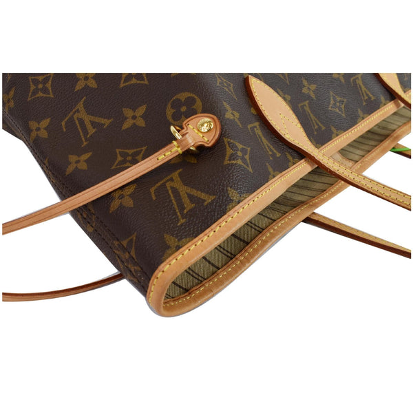 Louis Vuitton Neverfull MM Monogram Canvas Shoulder Bag - side close view