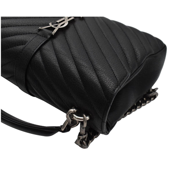 YVES SAINT LAURENT College Medium Monogram Chevron Leather Crossbody Bag Black