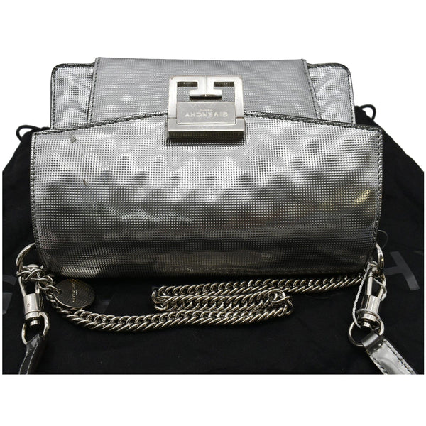 Givenchy Small Gv3 Calfskin Leather Crossbody Bag Metallic Silver