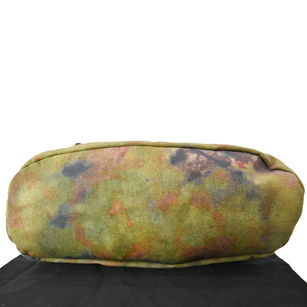 CHANEL Graffiti On-The-Pavement Canvas Bowling Bag Khaki Washed