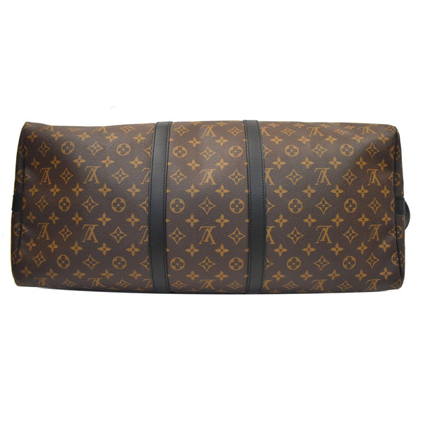 LOUIS VUITTON Keepall Bandouliere 55 Monogram Macassar Travel Bag Brown