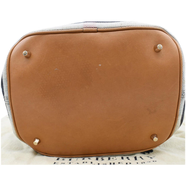 BURBERRY Susanna Medium Check Canvas Bucket Shoulder Bag Brown