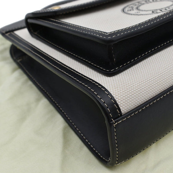 BURBERRY Mini Logo Graphic Canvas Leather Pocket Tote Bag Natural