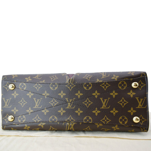 LOUIS VUITTON V MM Monogram Canvas Tote Shoulder Bag Bordeaux