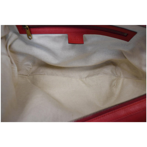 GUCCI Half Moon Logo Calfskin Leather Hobo Shoulder Bag Red 523588